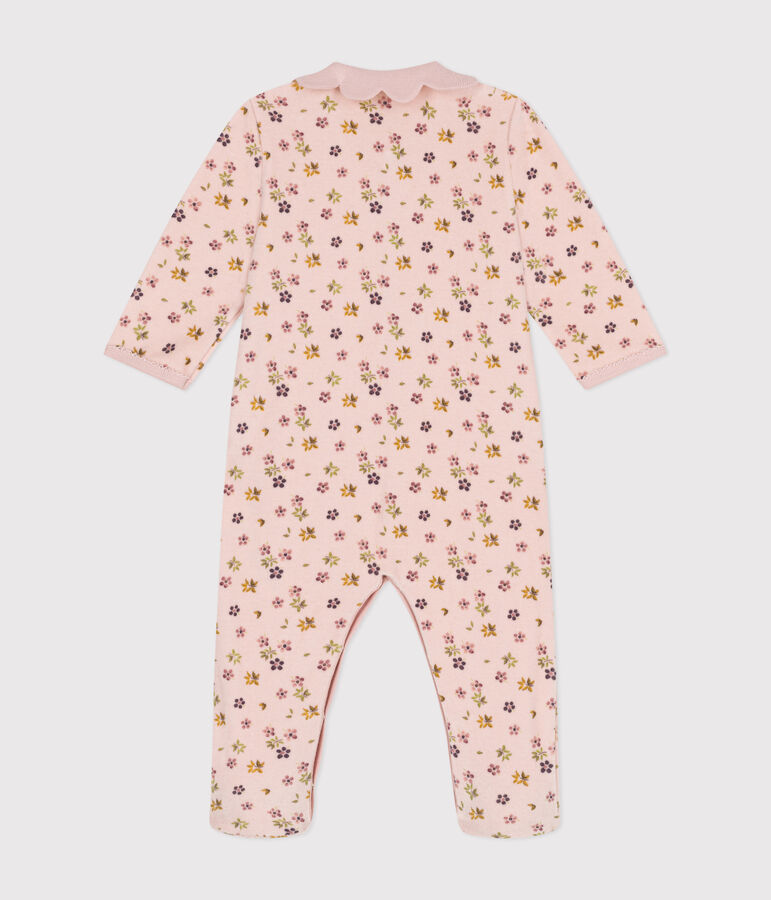 Pyjama en velours imprim&eacute; fleurs b&eacute;b&eacute; rose/multicouleur