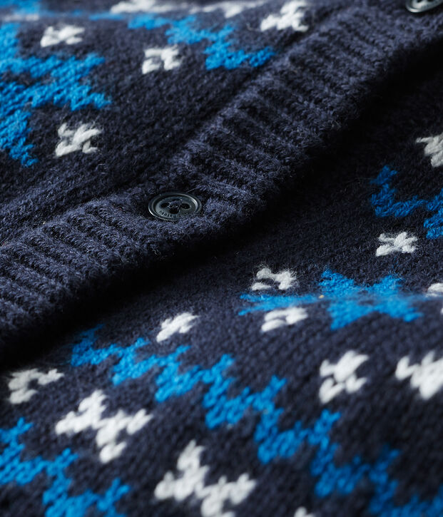Cardigan b&eacute;b&eacute; gar&ccedil;on laine et coton bleu/multicouleur