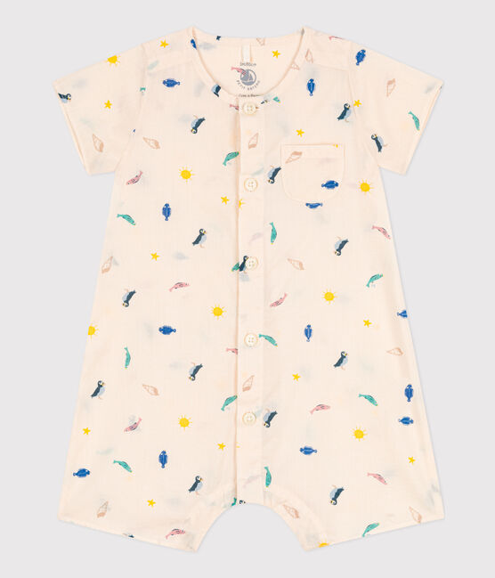 Tuinbroek met print in popeline voor baby's wit AVALANCHE/ MULTICO