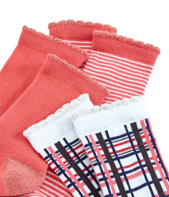 Lot de 3 paires de chaussettes enfant fille rouge SIGNAL/blanc MULTICO