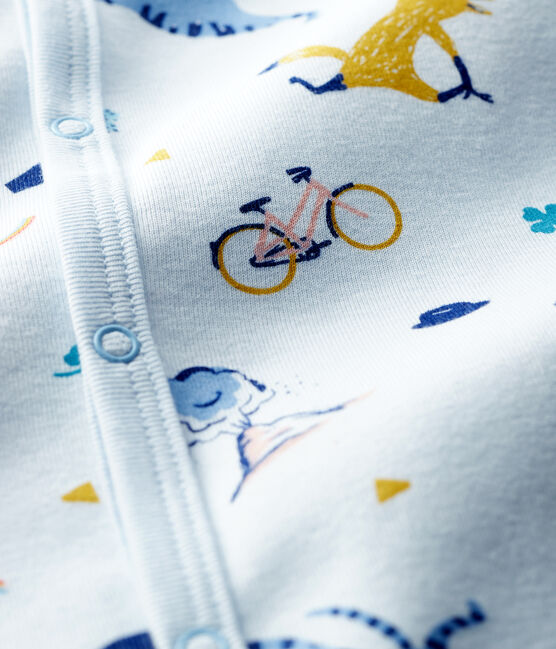 Blauw slaappakje van ribstof met dierenprint voor baby jongen blauw FRAICHEUR/wit MULTICO