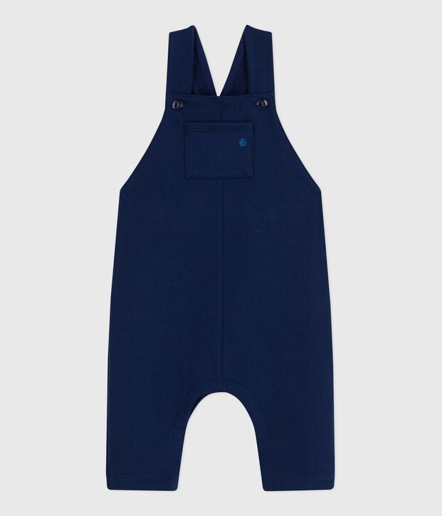 Salopette b&eacute;b&eacute; en coton jambes longues, unie bleu fonc&eacute;