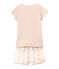 Korte meisjespyjama in twee stoffen met opdruk wit LAIT/roze ROSE/ FLEUR