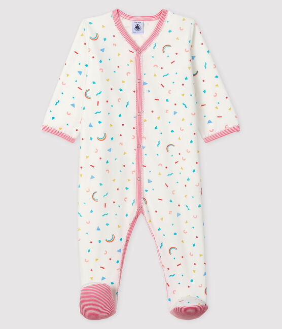 Dors-bien imprimé confettis bébé fille en velours blanc MARSHMALLOW/blanc MULTICO