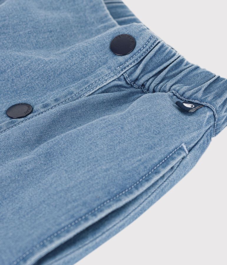 Korte kinderrok van effen katoen blauw DENIM CLAIR
