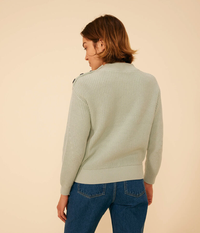 Katoenen trui in Engelse ribstof voor dames groen