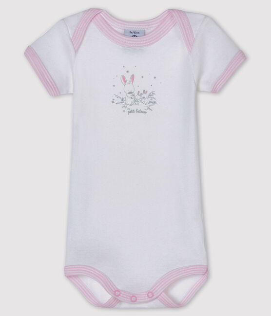 Body manches courtes bébé fille blanc ECUME/rose DOLL