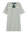 Jurk met korte mouwen vrouwen beige COQUILLE/groen SOUSBOIS