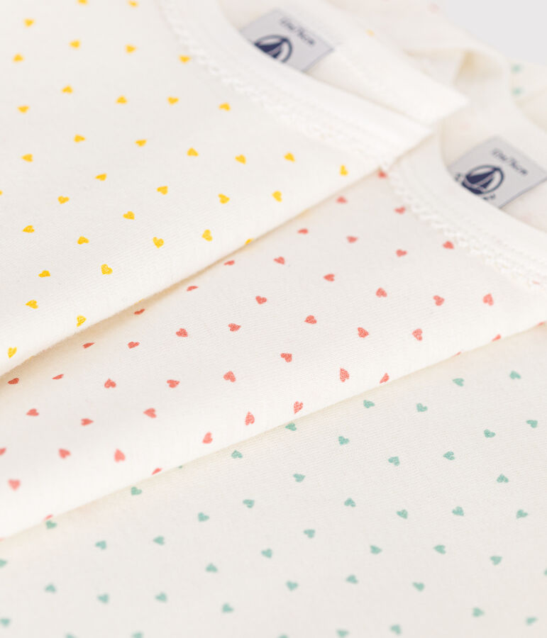 Set van 3 katoenen body's met lange mouwen met hartjesprint multicouleur