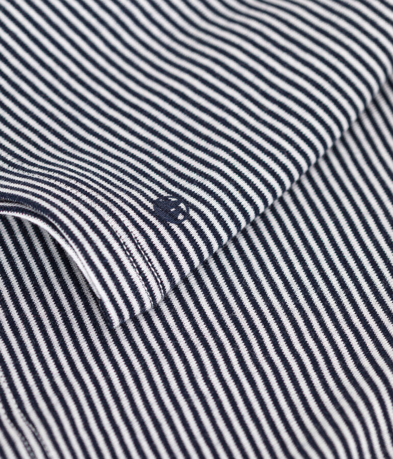 Blouse avec col en coton b&eacute;b&eacute; bleu/blanc