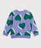 Sweatshirt enfant en coton imprim&eacute; c&oelig;urs violet/multicouleur
