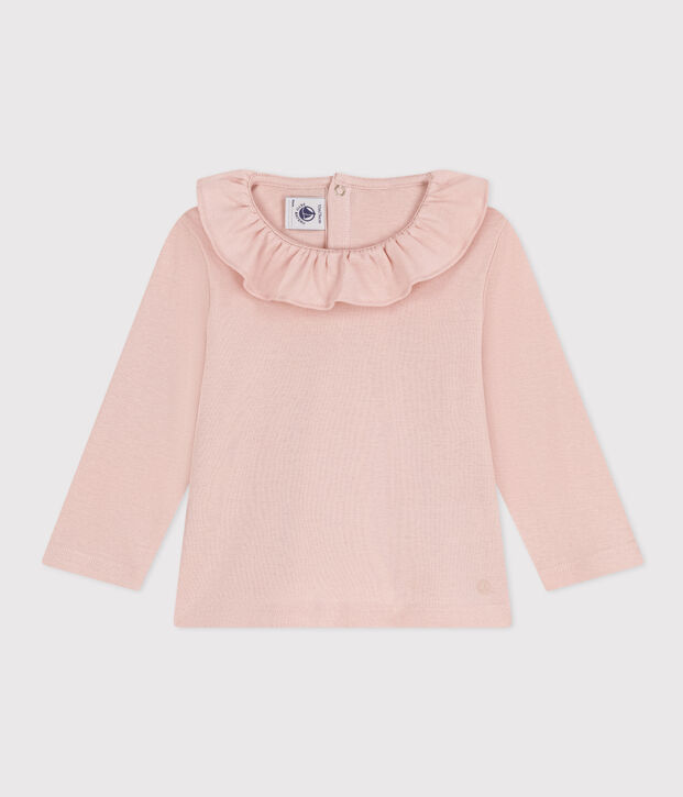 Blouse manches longues en coton b&eacute;b&eacute; rose