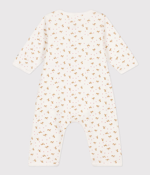 Katoenen bodypyjama zonder voetjes wit/rood