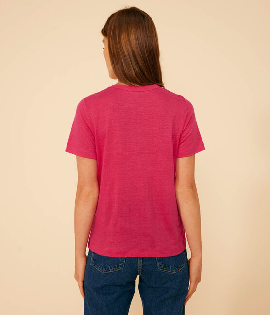 L'Iconique, T-shirt voor dames in linnen roze DELHI
