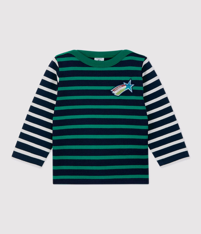 Marini&egrave;re en coton b&eacute;b&eacute;. blanc MARSHMALLOW/blanc MULTICO