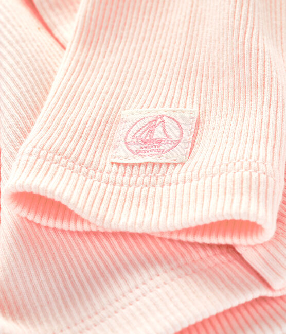 Cardigan bébé en côte 2x2 en coton biologique rose FLEUR