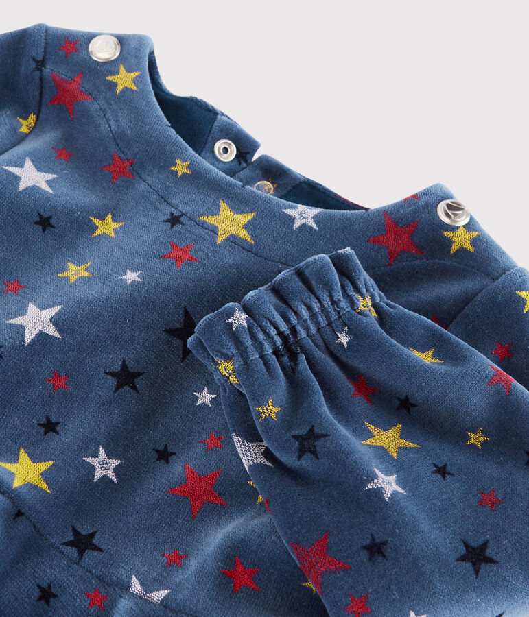 Robe manches longues b&eacute;b&eacute; fille bleu MEDIEVAL/blanc MULTICO