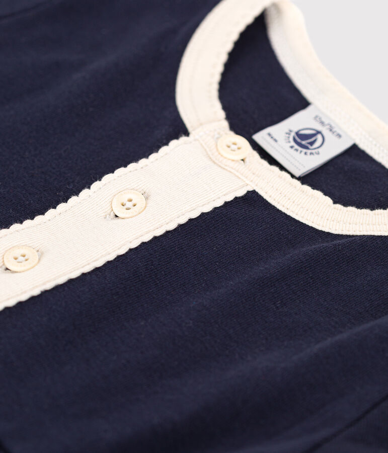 Robe manches courtes en coton b&eacute;b&eacute; bleu