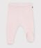 Pantalon b&eacute;b&eacute; en tricot laine et coton uni rose clair