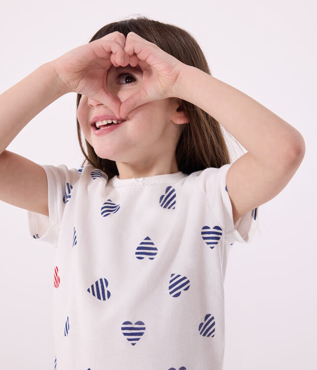 Katoenen kinderpyjama met bloemenprint wit/rood/multicouleur