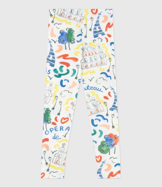 Legging van katoen met print voor kinderen wit/multicouleur