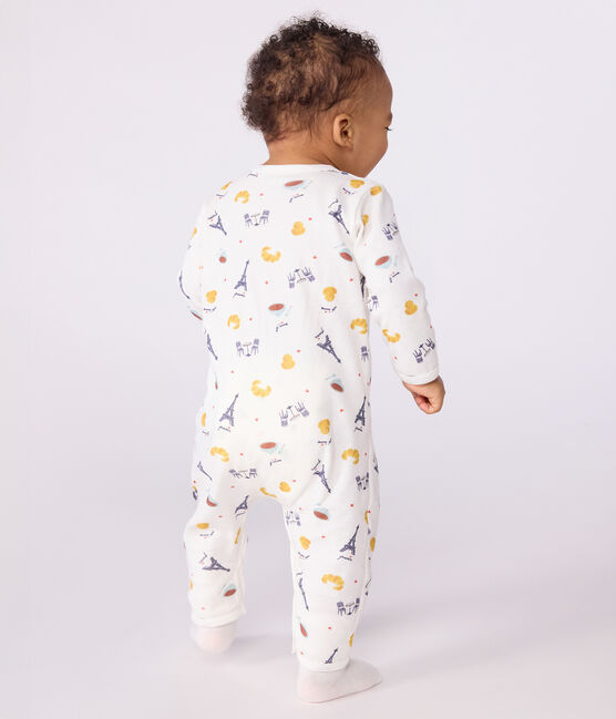 Pyjama bébé en coton sans pieds imprimé Paris blanc MARSHMALLOW/blanc MULTICO