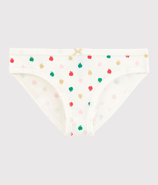 Katoenen onderbroekje voor meisjes wit MARSHMALLOW/wit MULTICO