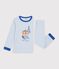 Pyjama enfant en coton &agrave; rayures bleu/blanc