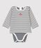 Body marinière bébé en coton biologique blanc MARSHMALLOW/bleu SMOKING
