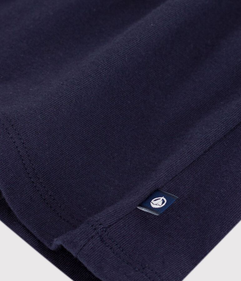 Robe b&eacute;b&eacute; en coton manches courtes, unie avec son col marin bleu