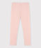 Legging milleraies petite fille en laine et coton rose CHARME/blanc MARSHMALLOW