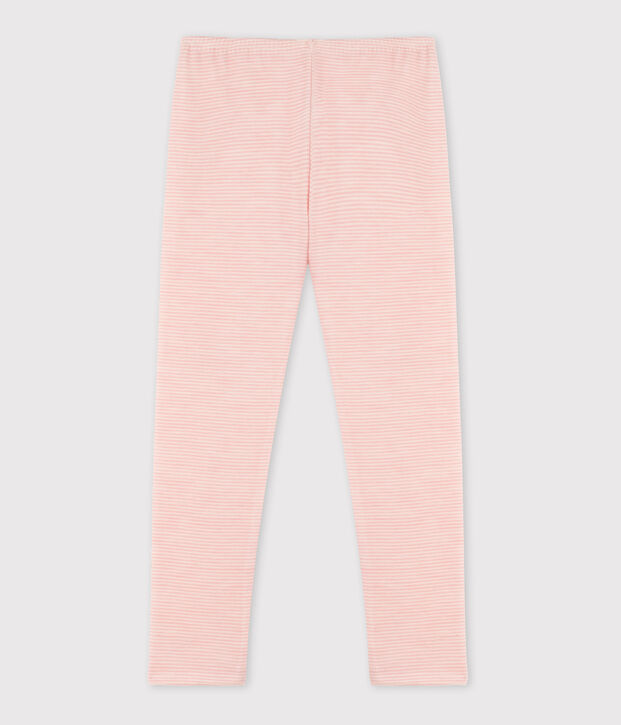 Meisjes legging van wol en katoen met milleraies-strepen roze/wit