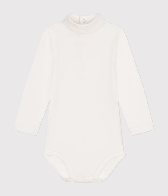 Body manches longues col roulé en coton bébé blanc MARSHMALLOW