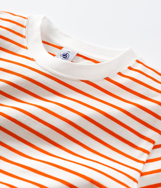 Marini&egrave;re Dames t-shirt van katoen wit/oranje