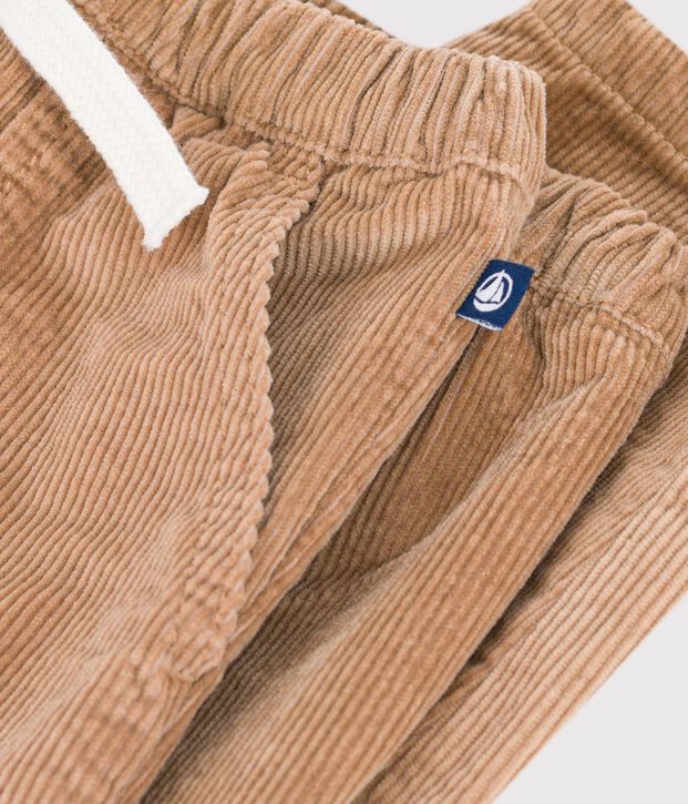 Pantalon b&eacute;b&eacute; en velours uni beige fonc&eacute;