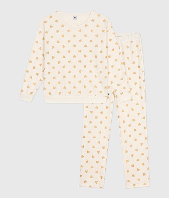 Katoenen damespyjama met goudkleurige hartjesprint MILK/ DORE
