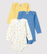 Lot de 3 bodies manches longues  bébé en coton biologique