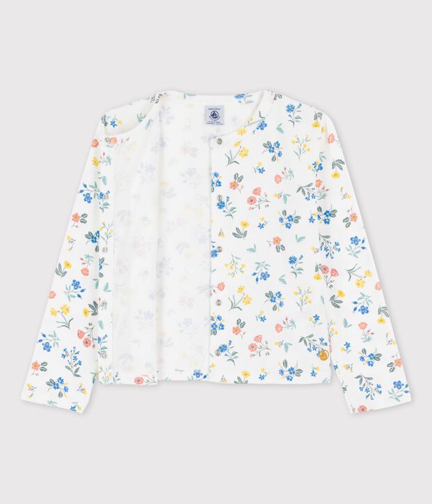 Cardigan met print voor meisjes in katoen wit/multicouleur