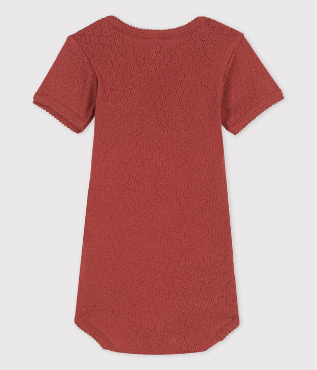 Body manches courtes en maille ajour&eacute;e b&eacute;b&eacute; marron
