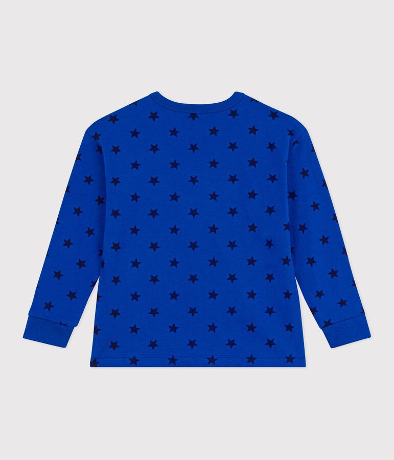 Katoenen T-shirt met lange mouwen en print voor kinderen blauw/blauw
