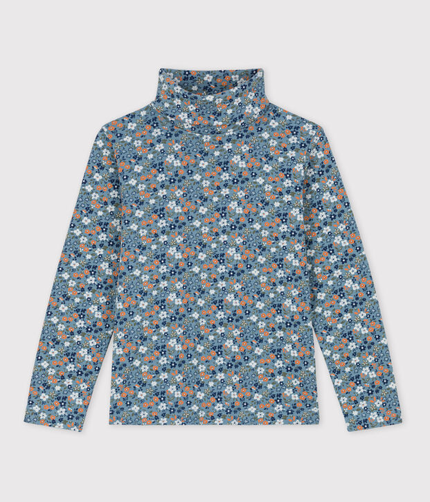 Gebloemd katoenen onderhemd voor meisjes blauw/multicouleur