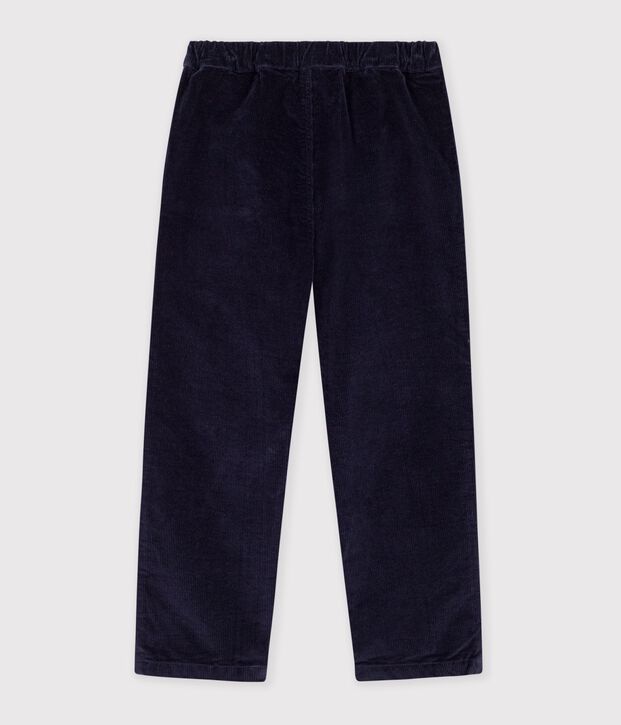 Pantalon droit enfant en velours bleu marine