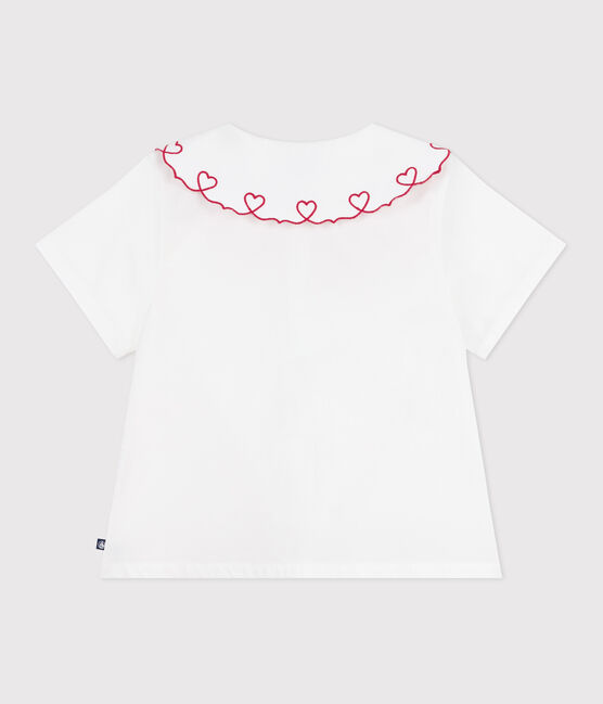 Blouse enfant en popeline de coton manches courtes unie blanc ECUME