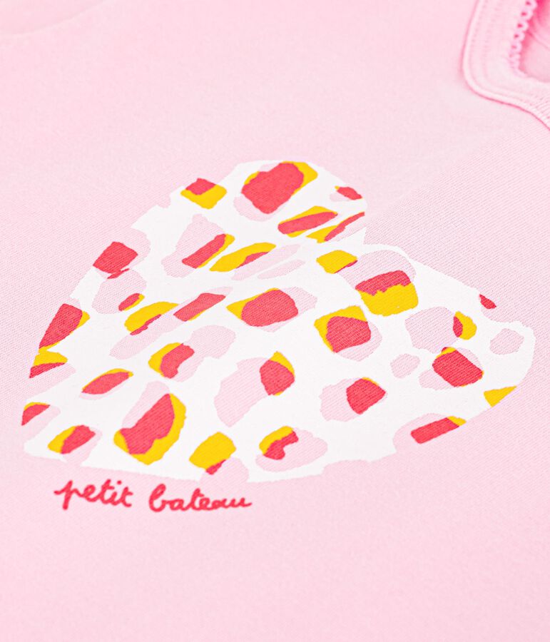 Katoenen T-shirt met korte mouwen en bloemmotiefje voor baby's roze