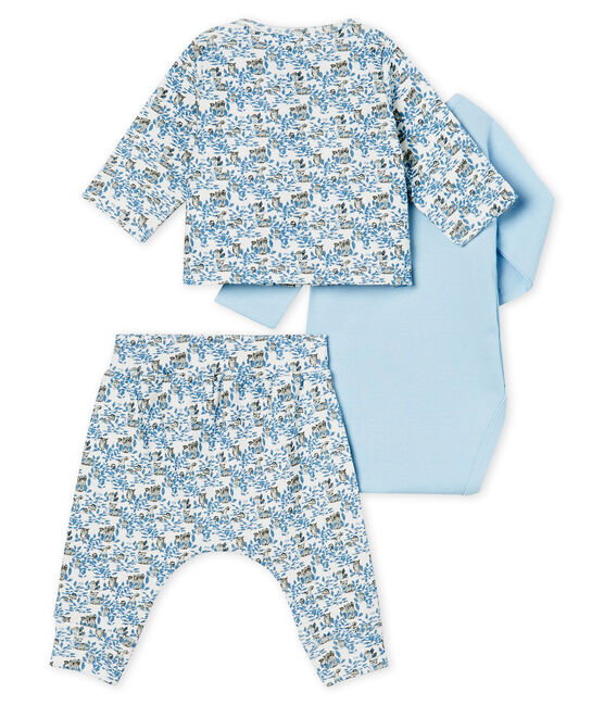 Ensemble trois pièces bébé garçon en côte blanc MARSHMALLOW/blanc MULTICO