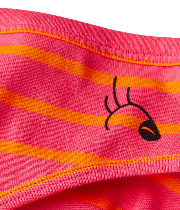 Gestreepte damesslip in origineel geribd katoen roze/oranje