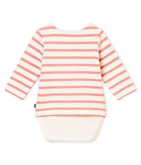 Body marinière brillant bébé fille blanc MARSHMALLOW/rose JOLI BRILLANT