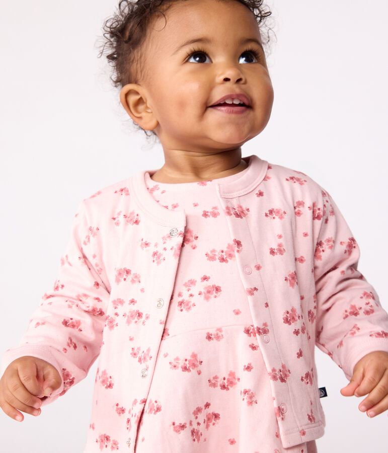 Katoenen babyvestje met bloemenprint roze/multicouleur