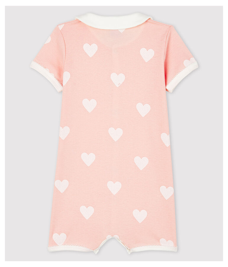 Roze playsuit voor babymeisjes van biologisch katoen roze/wit
