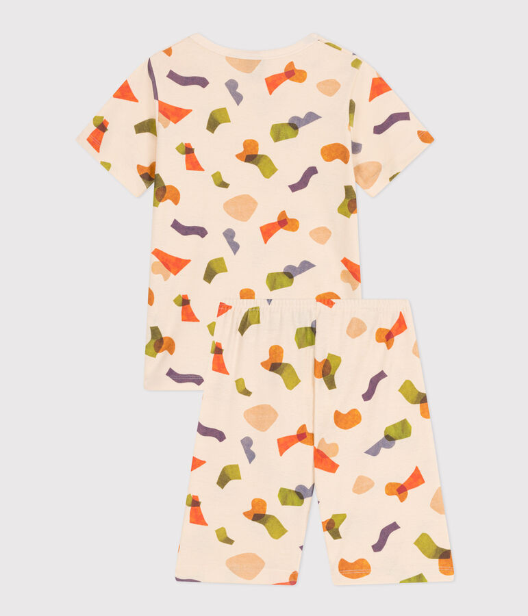 Katoenen pyjamashort met print voor kinderen ecru/multicouleur